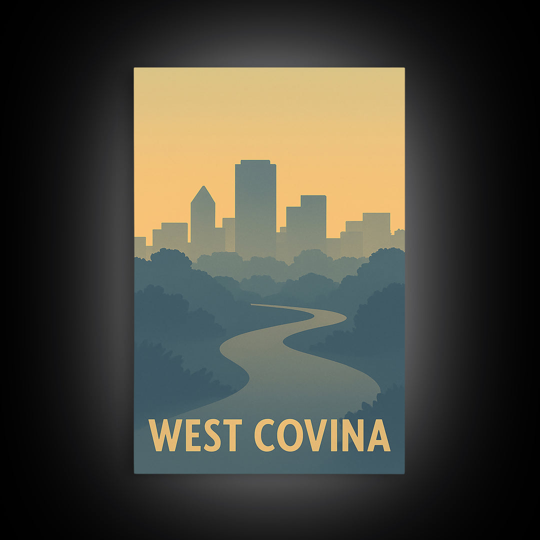 West Covina Travel Poster, Canvas Print, Mid Century Travel Art, West Covina Poster Print, City Art Print, Travel Art Print, Travel Print