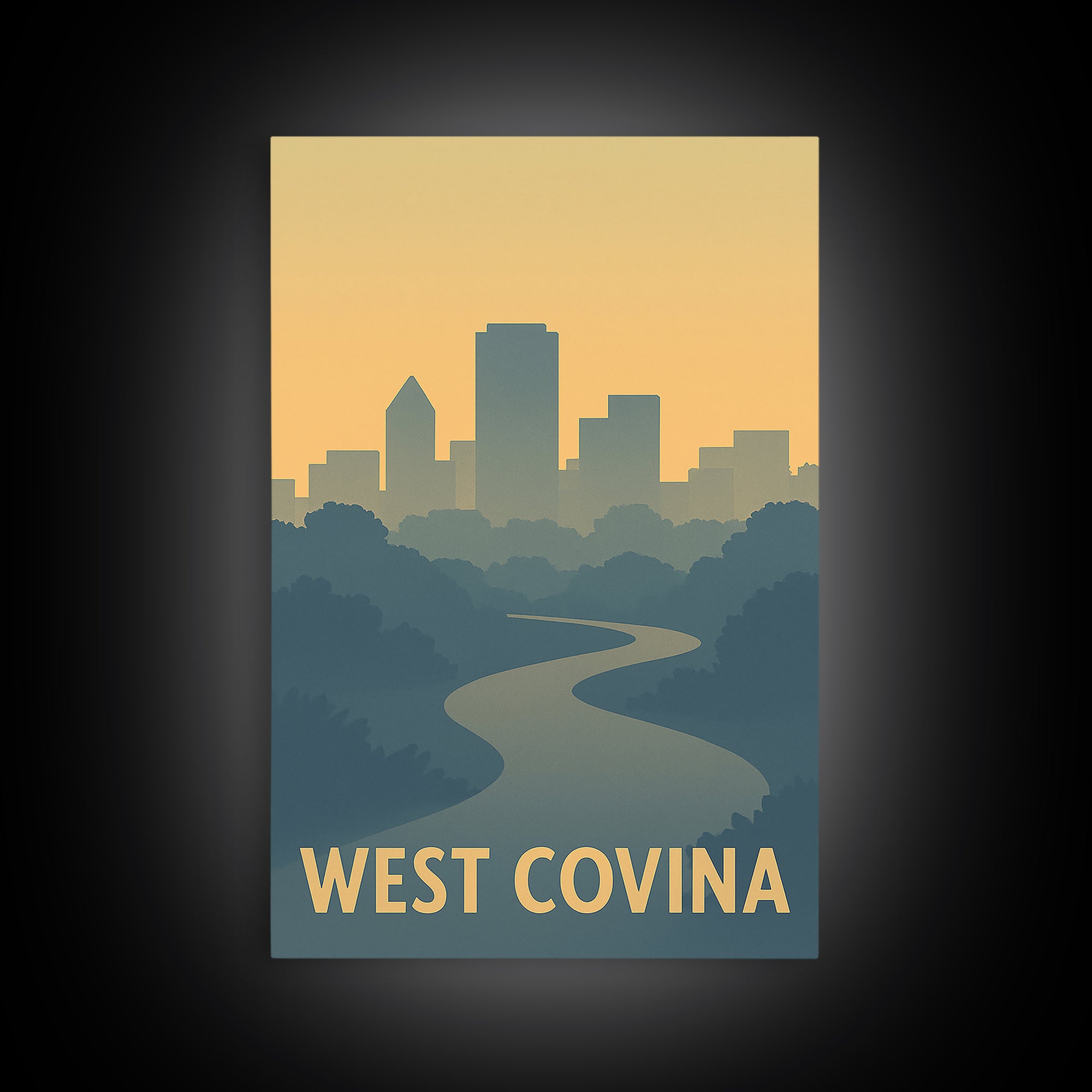 West Covina Travel Poster, Canvas Print, Mid Century Travel Art, West Covina Poster Print, City Art Print, Travel Art Print, Travel Print