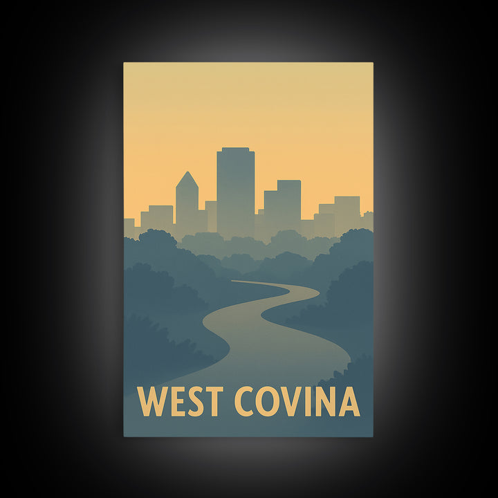 West Covina Travel Poster, Canvas Print, Mid Century Travel Art, West Covina Poster Print, City Art Print, Travel Art Print, Travel Print