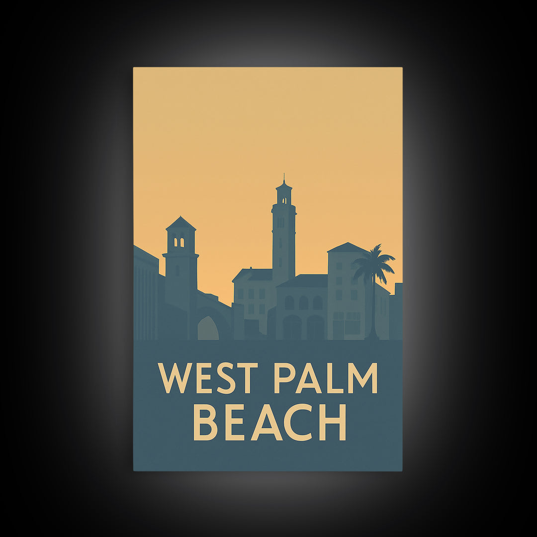 West Palm Beach Florida Travel Poster, Canvas Print, Retro Wall Art, West Palm Beach Wall Art, Travel Wall Art, Retro Travel Print