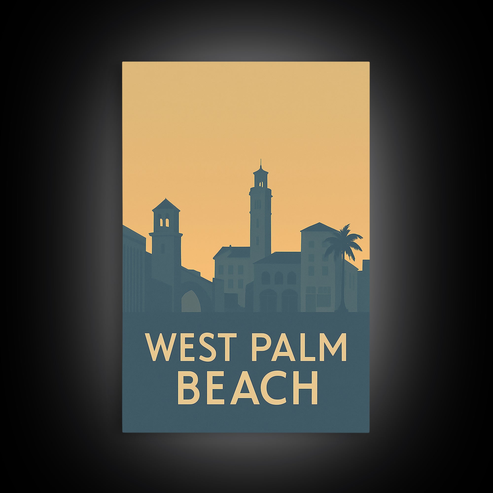 West Palm Beach Florida Travel Poster, Canvas Print, Retro Wall Art, West Palm Beach Wall Art, Travel Wall Art, Retro Travel Print