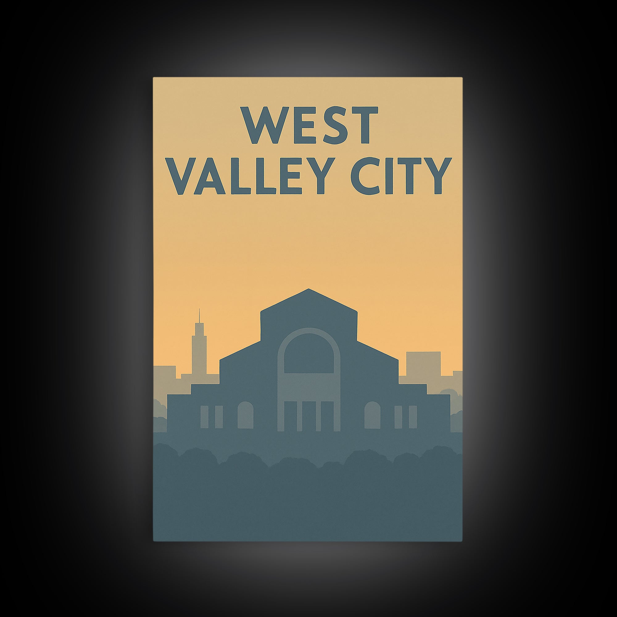West Valley City Travel Poster, Framed Canvas Print, Mid Century Travel Art, West Valley City Poster Print, Eclectic Wall Decor