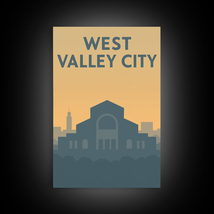 West Valley City Travel Poster, Framed Canvas Print, Mid Century Travel Art, West Valley City Poster Print, Eclectic Wall Decor