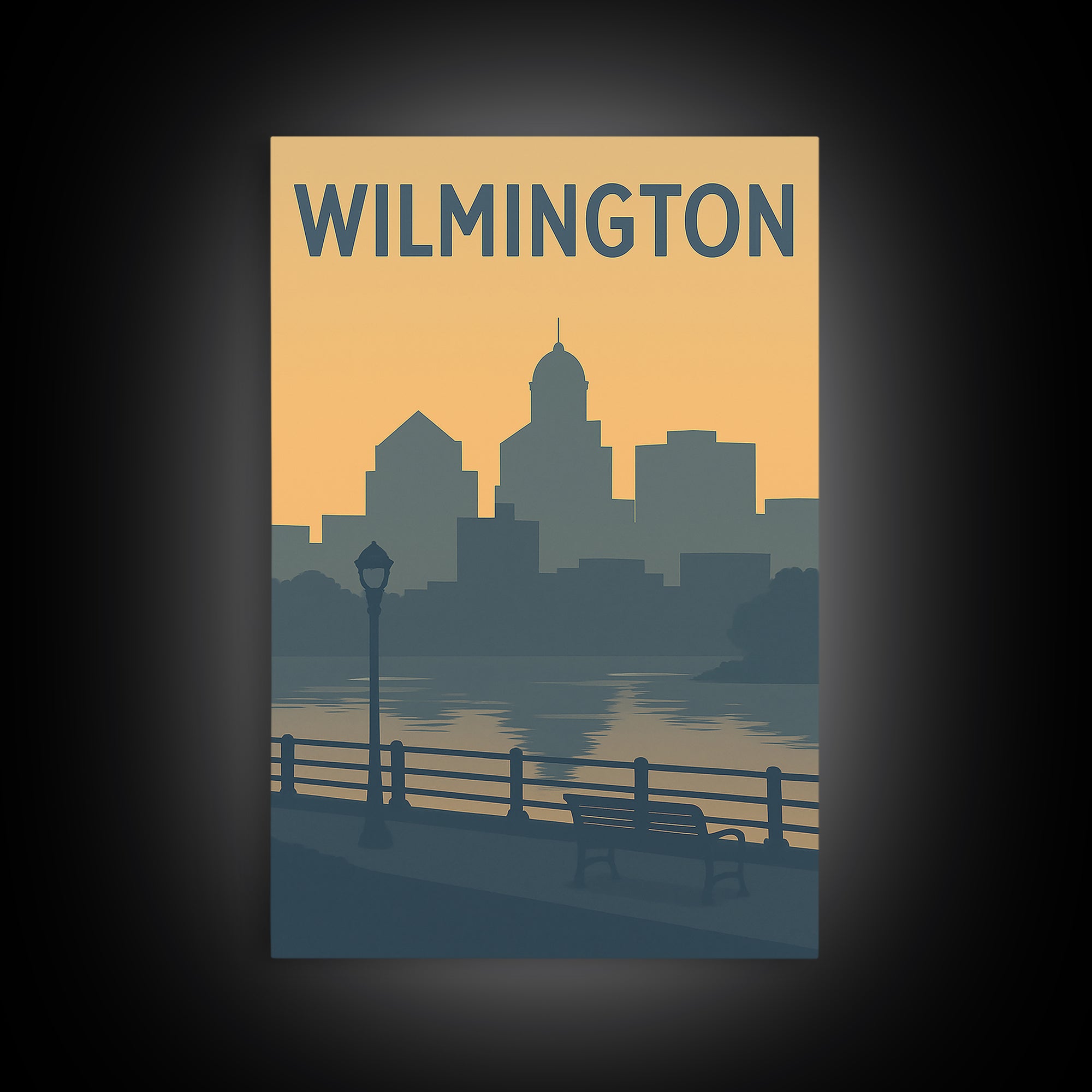 Wilmington Travel Poster, Framed Canvas Print, Mid Century Travel Art, Wilmington Art Print, Fine Art Print, City Travel Prints