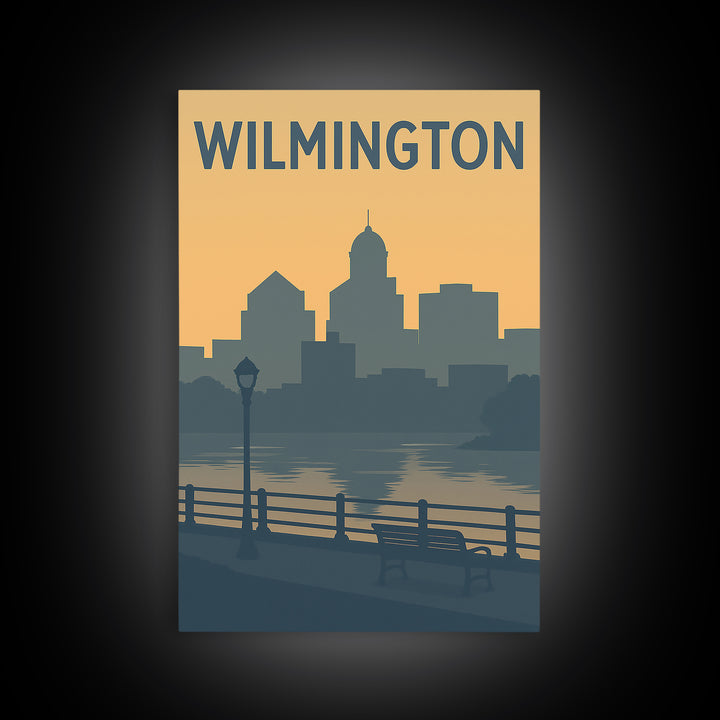 Wilmington Travel Poster, Framed Canvas Print, Mid Century Travel Art, Wilmington Art Print, Fine Art Print, City Travel Prints