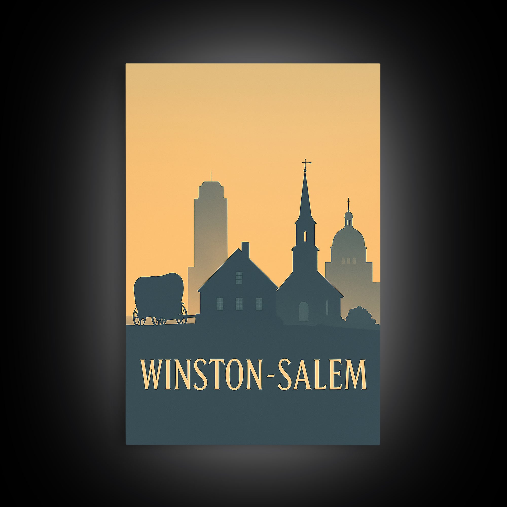 Winston Salem North Carolina Travel Poster, Canvas Print, Retro Wall Art, Winston Salem Art Print, Gift For Travelers, Vintage City Poster