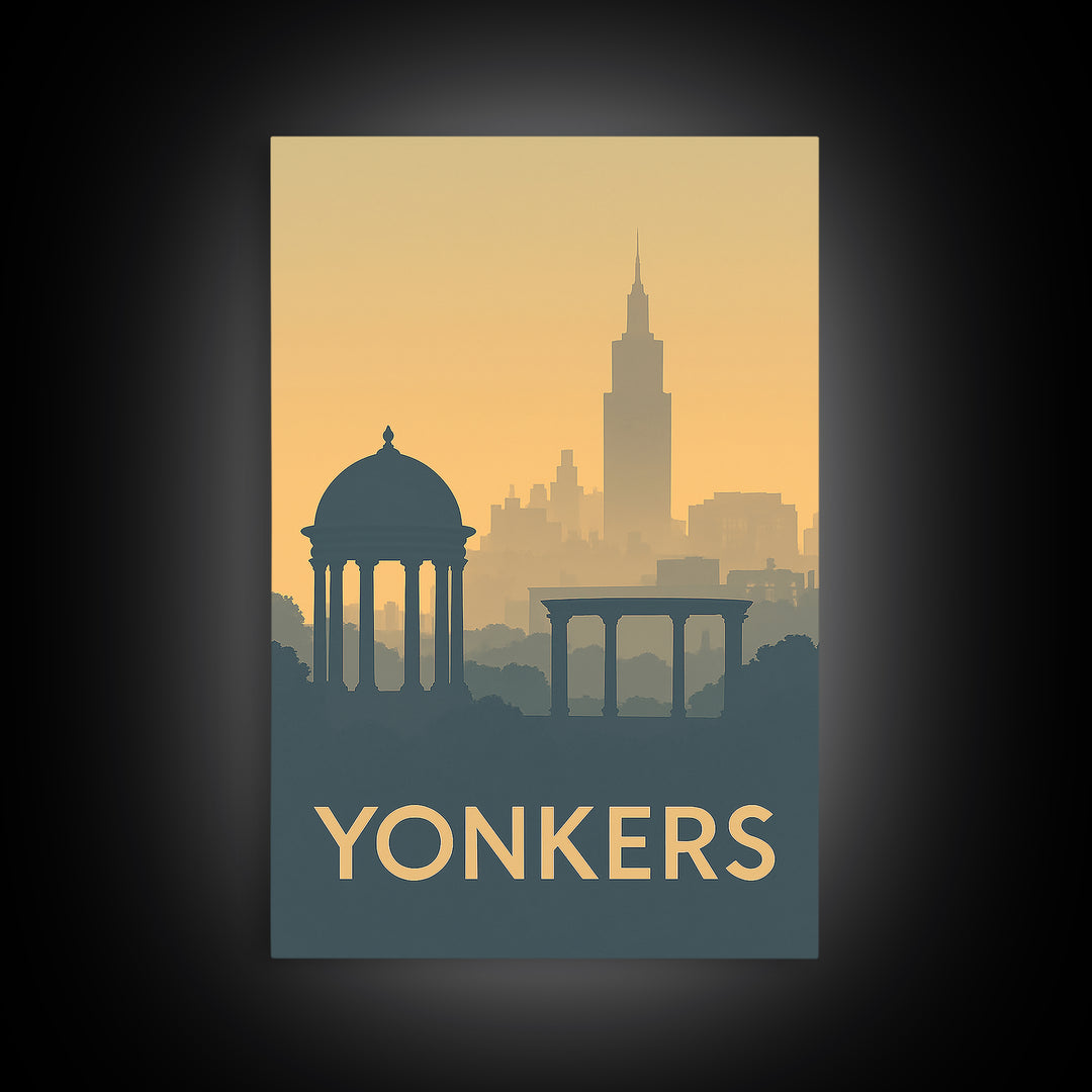 Yonkers Travel Poster, Framed Canvas Print, Minimalist Retro Wall Art, Yonkers Travel Art, Vintage Travel Print, City Travel Prints