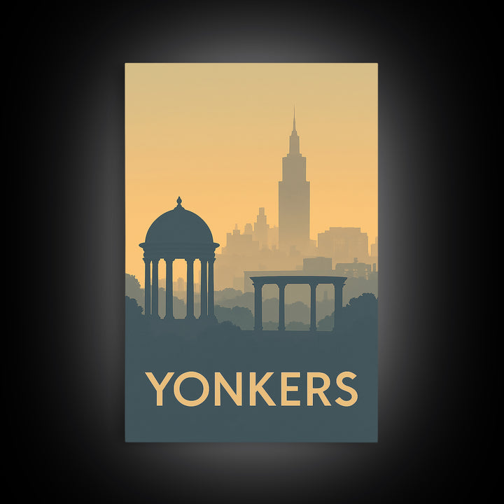 Yonkers Travel Poster, Framed Canvas Print, Minimalist Retro Wall Art, Yonkers Travel Art, Vintage Travel Print, City Travel Prints