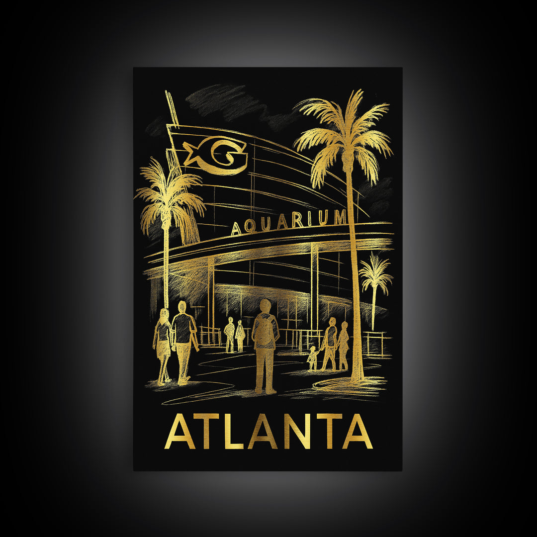 Atlanta Travel Poster, Canvas Print, Dark Background Poster Art, Atlanta Poster Print, Travel Wall Decor, Modern Wall Decor, Art Print