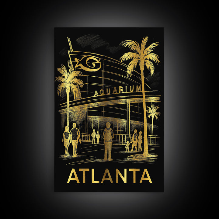 Atlanta Travel Poster, Canvas Print, Dark Background Poster Art, Atlanta Poster Print, Travel Wall Decor, Modern Wall Decor, Art Print
