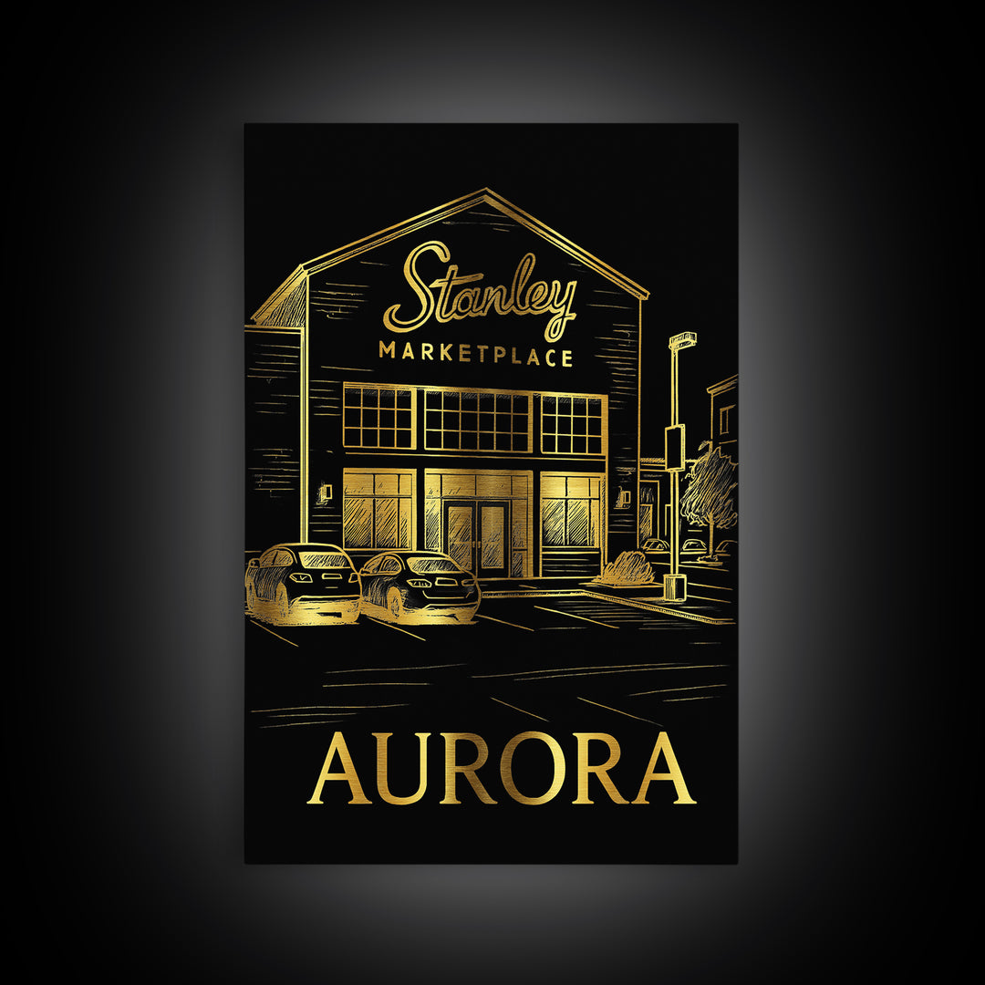 Aurora Travel Poster, Canvas Print, Dark Background Poster Art, Aurora Poster Print, Travel Wall Decor, City Illustration, Fine Art Print