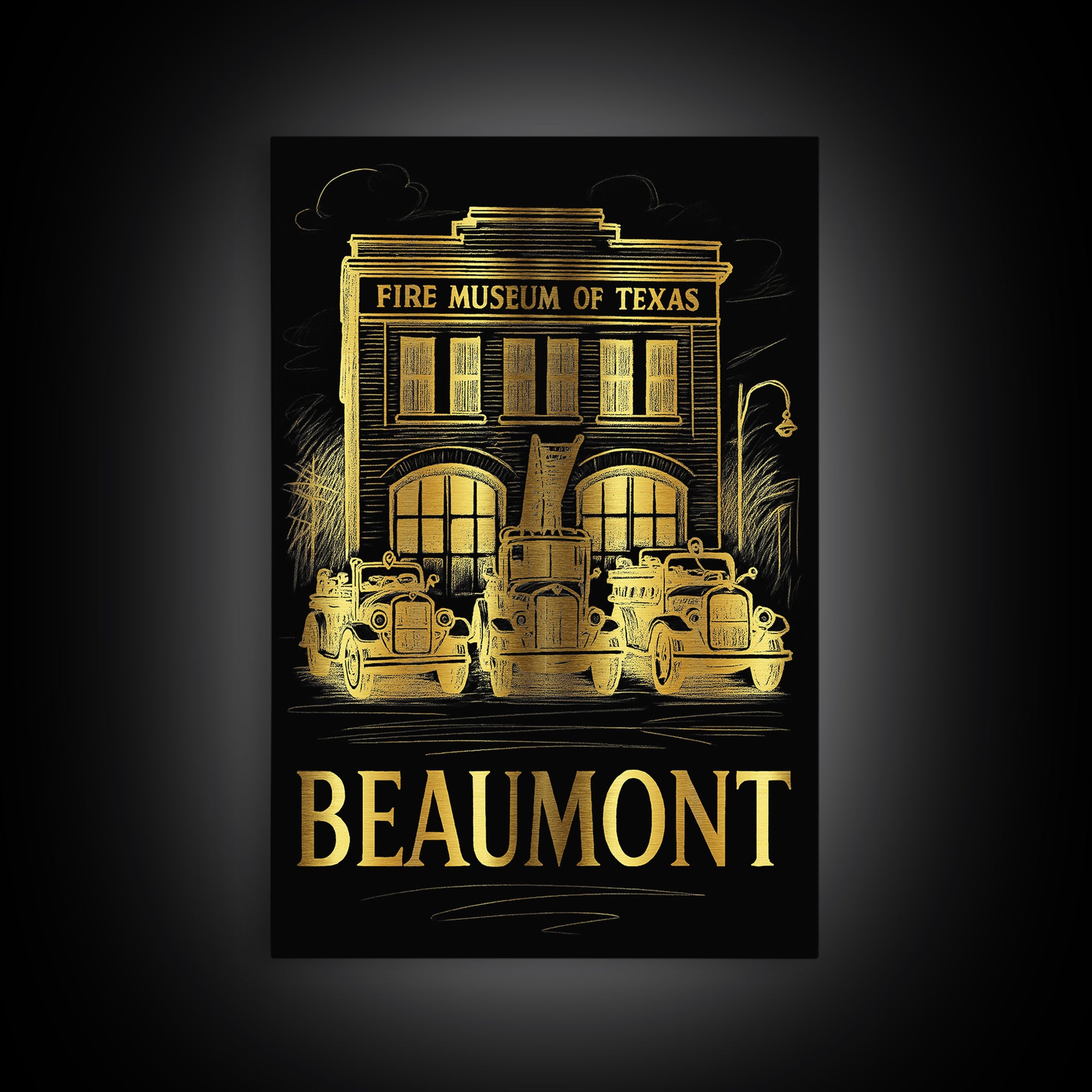 Beaumont Travel Poster, Canvas Print, Gold Sketch Wall Art, Beaumont City Art, Travel Poster Set, Fine Art Print, Mid Century Wall Art