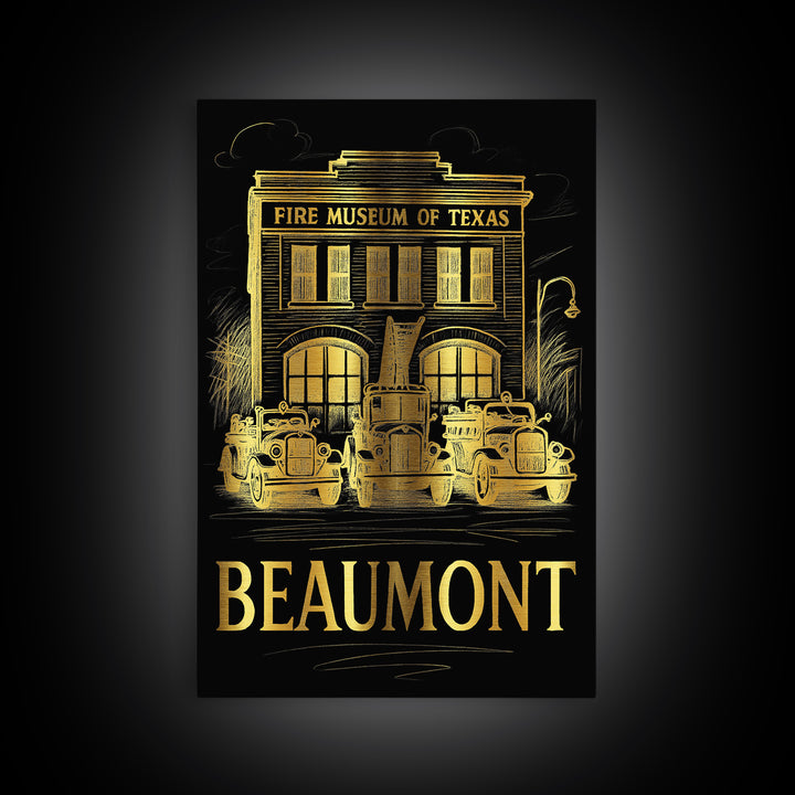 Beaumont Travel Poster, Canvas Print, Gold Sketch Wall Art, Beaumont City Art, Travel Poster Set, Fine Art Print, Mid Century Wall Art