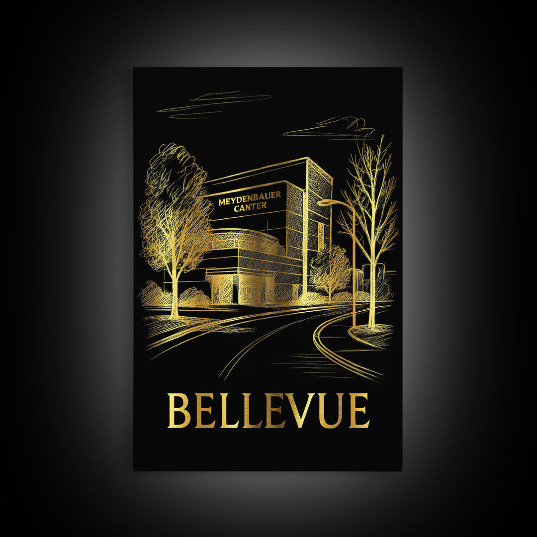 Bellevue Travel Poster, Canvas Print, Dark Background Poster Art, Bellevue Poster Print, Travel Poster Art, Travel Wall Art, Art Print