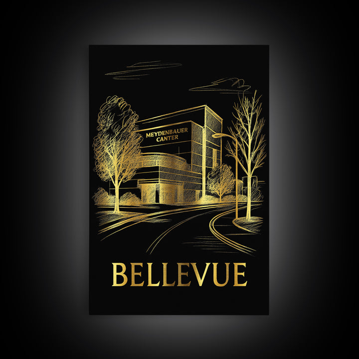 Bellevue Travel Poster, Canvas Print, Dark Background Poster Art, Bellevue Poster Print, Travel Poster Art, Travel Wall Art, Art Print