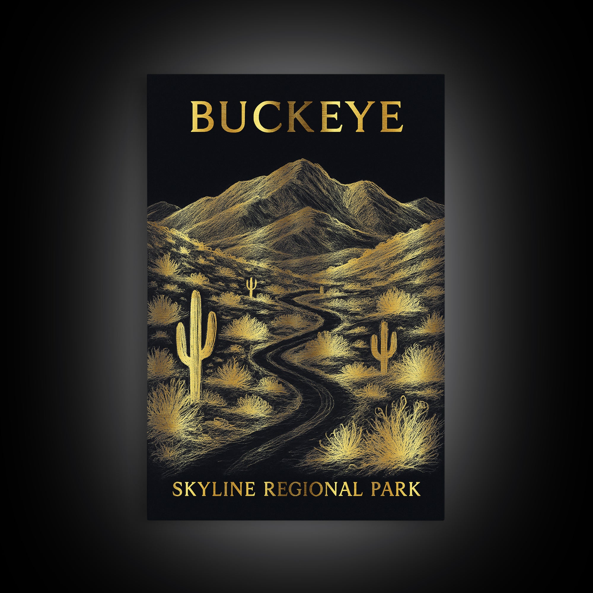 Buckeye Arizona Travel Poster, Canvas Print, Gold Sketch Wall Art, Buckeye Travel Art, Fine Art Print, City Art Print, Travel Wall Art
