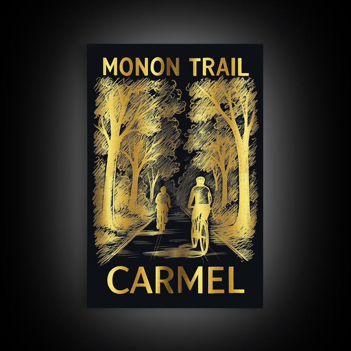 Carmel Travel Poster, Framed Canvas Print, Elegant Gold City Art, Carmel Art Print, City Art Print, Fine Art Print, Gift For Travelers