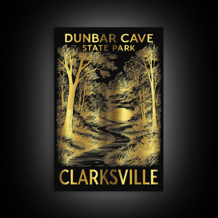 Clarksville Travel Poster, Framed Canvas Print, Dark Background Poster Art, Clarksville Wall Art, Home Office Decor, Mid Century Wall Art