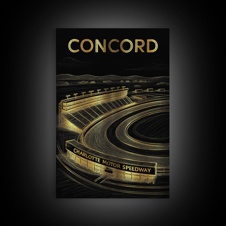 Concord California Travel Poster, Framed Canvas Print, Dark Background Poster Art, Concord Travel Art, Eclectic Wall Decor, Travel Wall Art