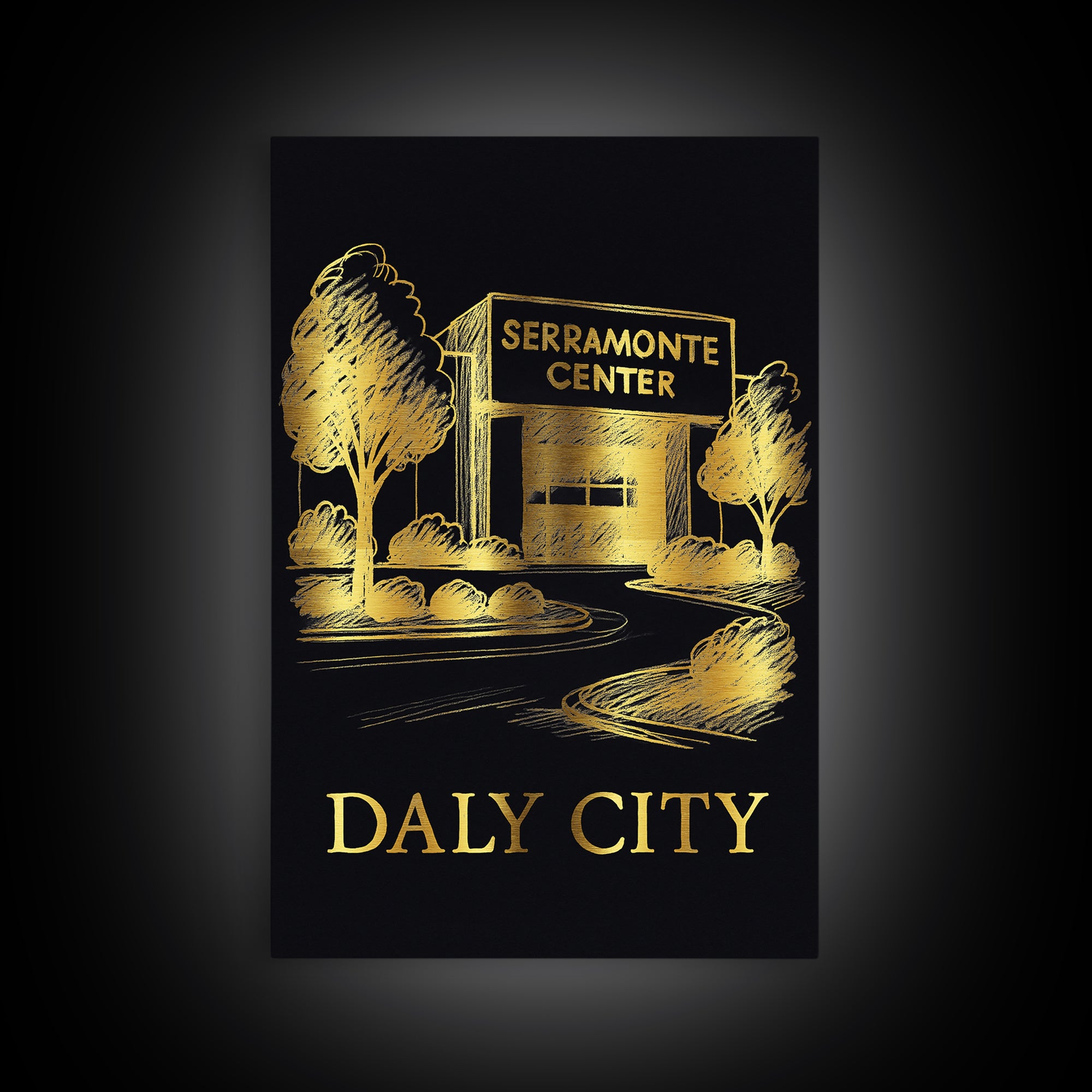 Daly City Travel Poster, Canvas Print, Gold Sketch Wall Art, Daly City Art Print, Travel Poster Set, City Travel Prints, Vintage City Poster