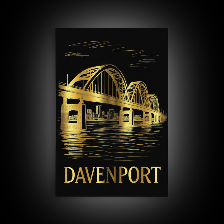 Davenport Travel Poster, Canvas Print, Dark Background Poster Art, Davenport Poster Print, Eclectic Wall Decor, Home Office Decor