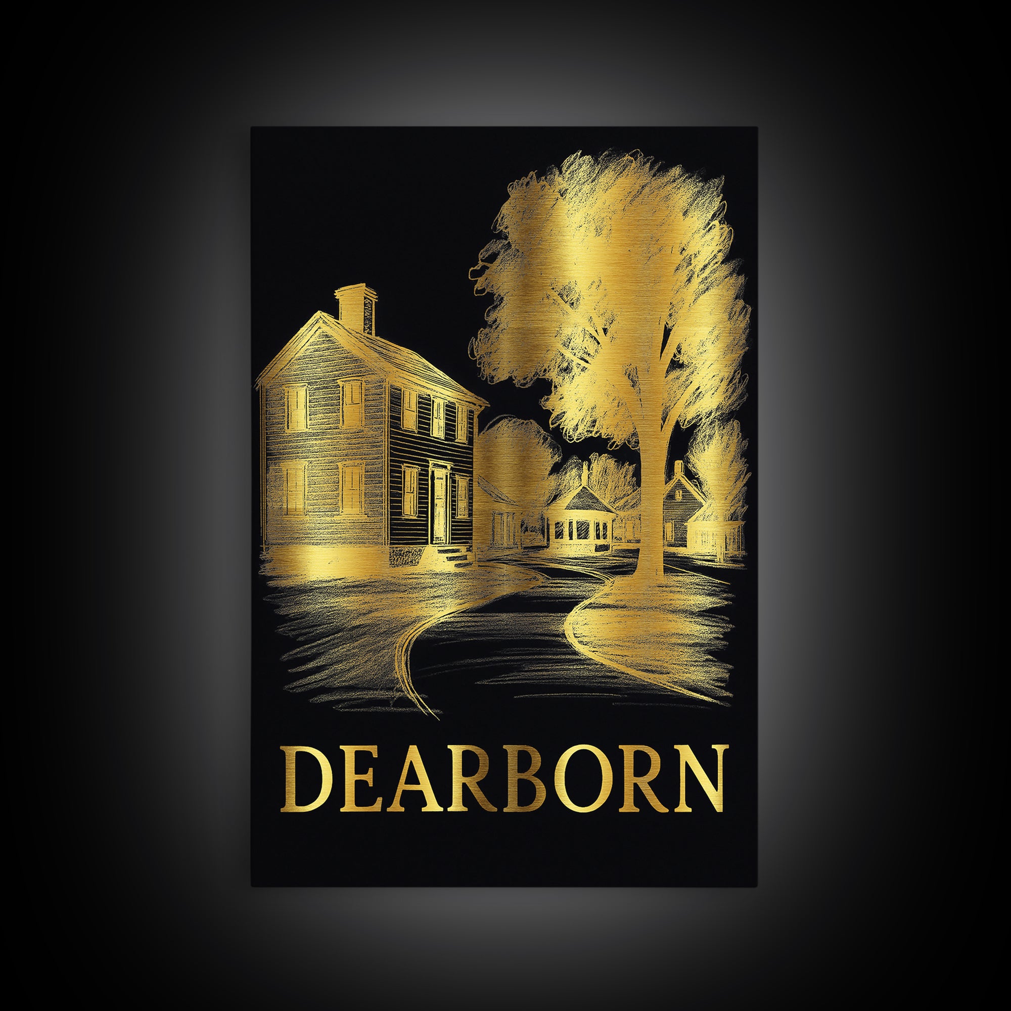 Deadborn Travel Poster, Framed Canvas Print, Dark Background Poster Art, Deadborn Wall Art, City Art Print, City Travel Prints