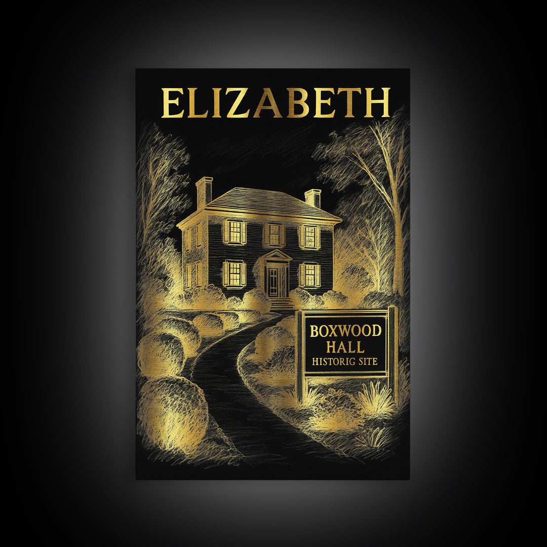 Elizabeth New Jersey Travel Poster, Canvas Print, Gold Sketch Wall Art, Elizabeth Travel Art, City Art Print, Vintage Travel Art, Poster Art