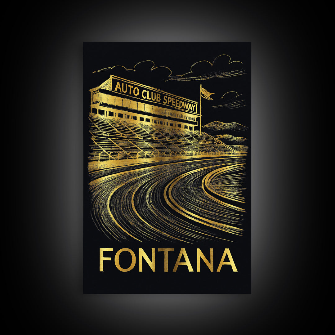Fontana Travel Poster, Canvas Print, Elegant Gold City Art, Fontana City Art, Mid Century Wall Art, Watercolor Skyline Art, Travel Art Print