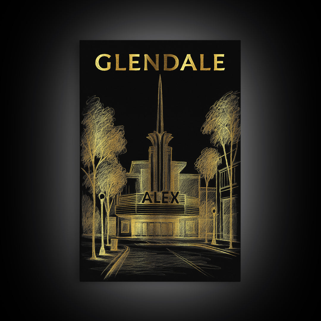 Glendale Arizona Travel Poster, Canvas Print, Dark Background Poster Art, Glendale City Art, Travel Wall Decor, Wall Art, Art Print