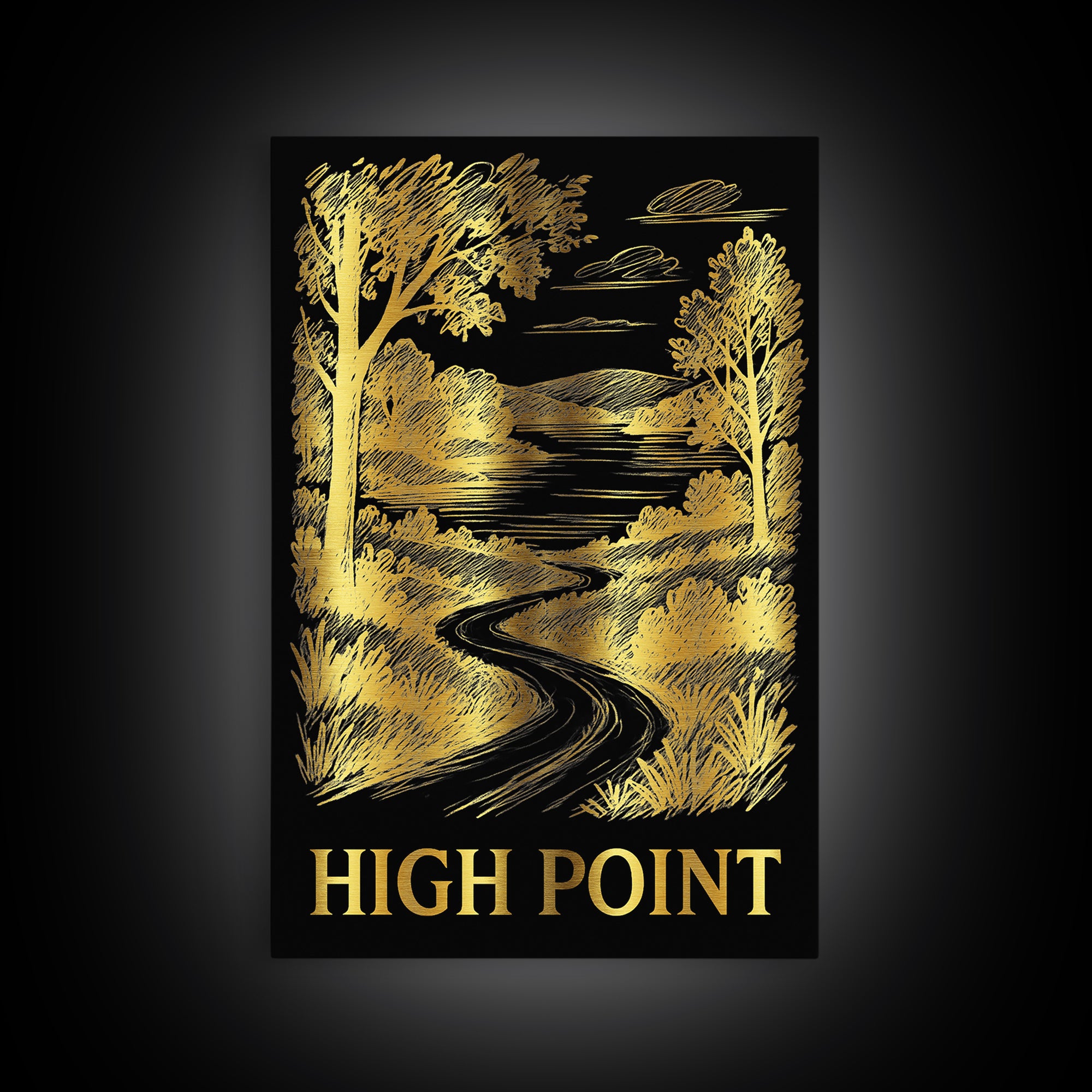Hight Point Travel Poster, Canvas Print, Elegant Gold City Art, Hight Point City Art, Vintage City Art, Retro Travel Print, Poster Art