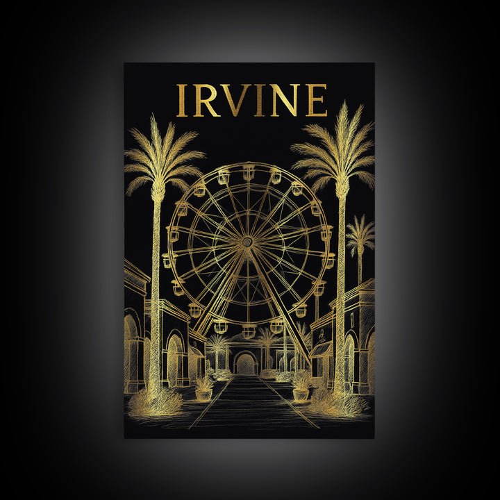 Irvine California Travel Poster, Canvas Print, Dark Background Poster Art, Irvine Wall Art, Home Office Decor, Modern Wall Decor, Wall Art