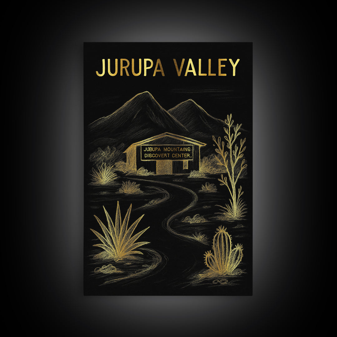 Jurupa Valley California Travel Poster, Canvas Print, Elegant Gold City Art, Jurupa Valley Wall Art, Gift For Travelers, City Travel Prints