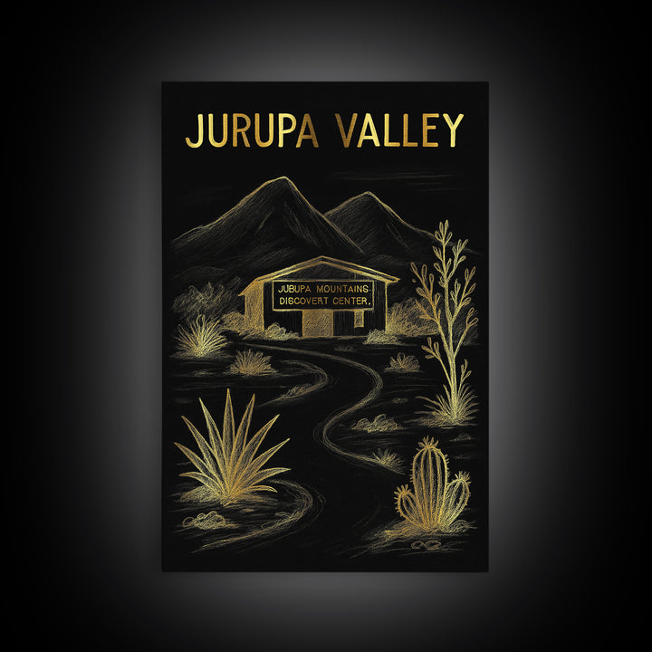 Jurupa Valley California Travel Poster, Canvas Print, Elegant Gold City Art, Jurupa Valley Wall Art, Gift For Travelers, City Travel Prints