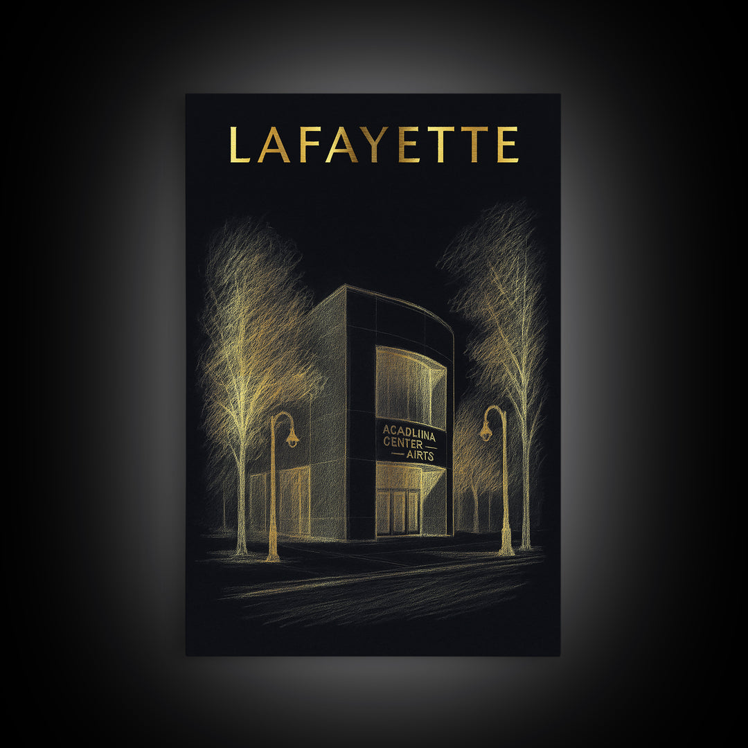 Lafayette Louisiana Travel Poster, Canvas Print, Dark Background Poster Art, Lafayette Poster Print, Fine Art Print, Vintage City Poster