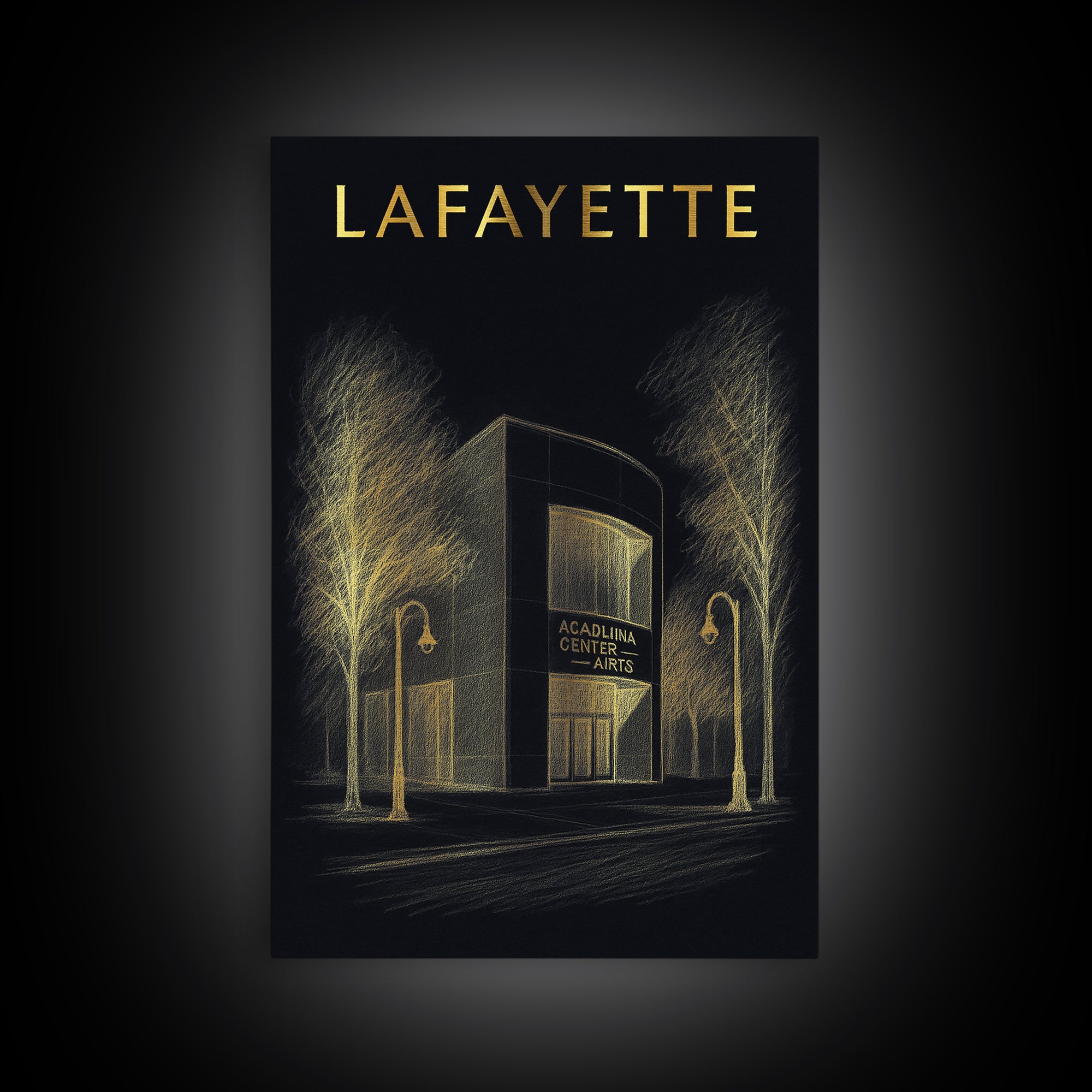 Lafayette Louisiana Travel Poster, Canvas Print, Dark Background Poster Art, Lafayette Poster Print, Fine Art Print, Vintage City Poster
