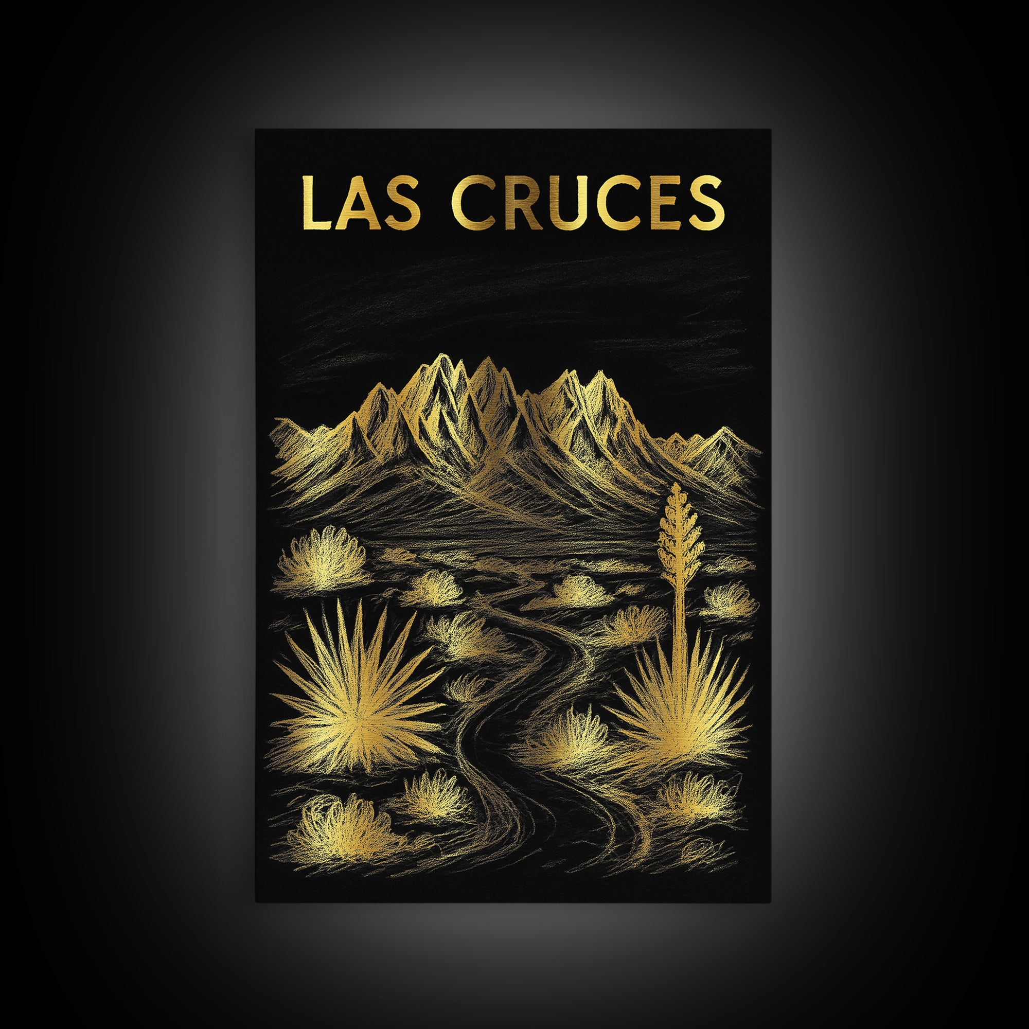 Las Cruces New Mexico Travel Poster, Canvas Print, Dark Background Poster Art, Las Cruces City Art, Living Room Wall Art, Travel Art Print