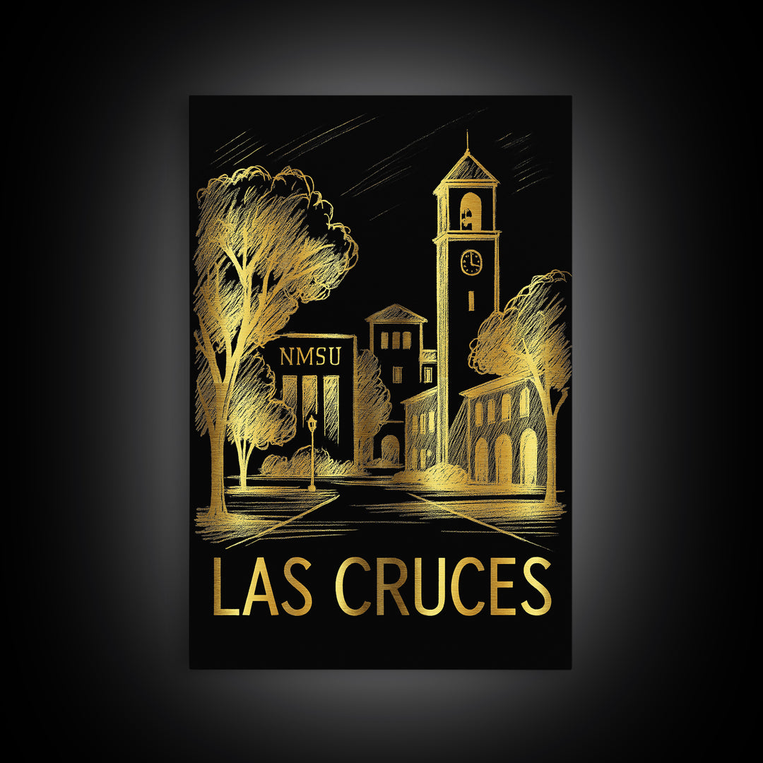Las Cruces Travel Poster, Canvas Print, Black And Gold Line Art, Las Cruces Wall Art, City Travel Prints, Travel Poster Set, Travel Print