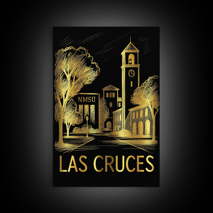 Las Cruces Travel Poster, Canvas Print, Black And Gold Line Art, Las Cruces Wall Art, City Travel Prints, Travel Poster Set, Travel Print