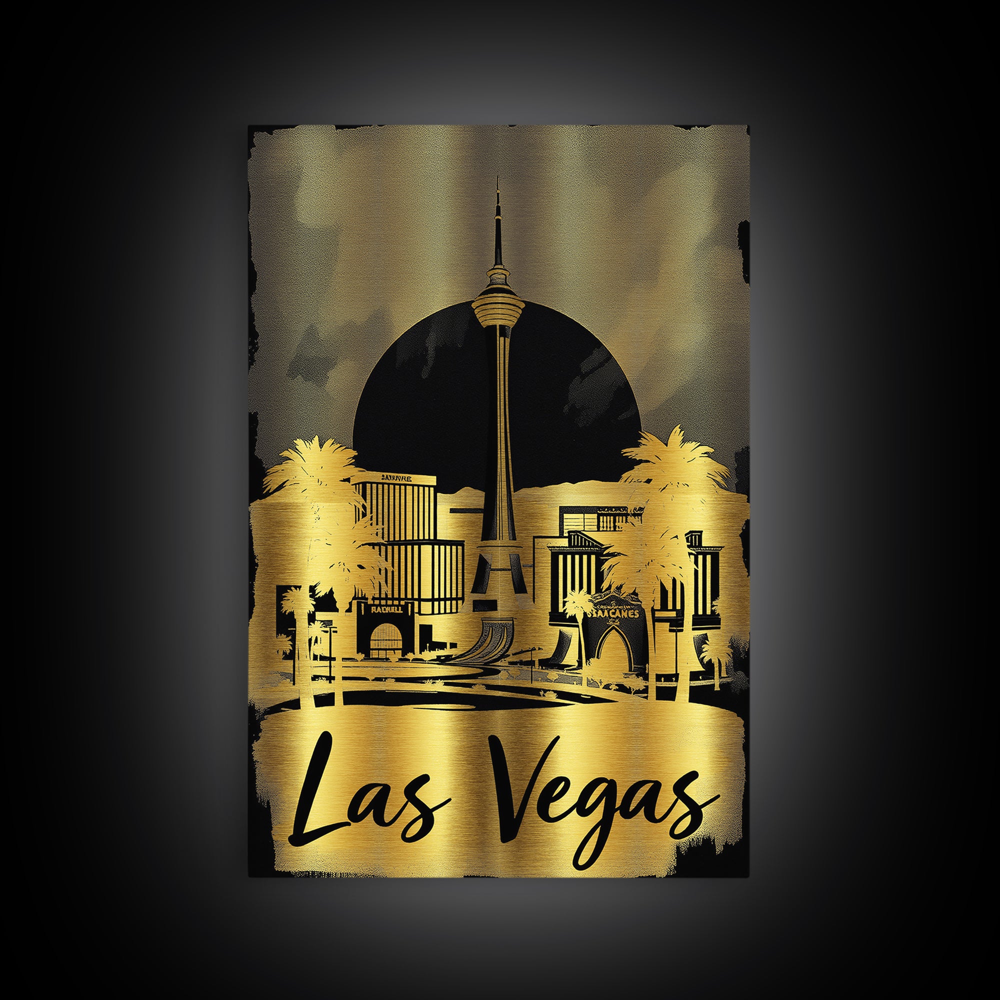 Las Vegas Nevada Travel Poster, Framed Canvas Print, Dark Background Poster Art, Las Vegas Poster Print, Eclectic Wall Decor, Fine Art Print