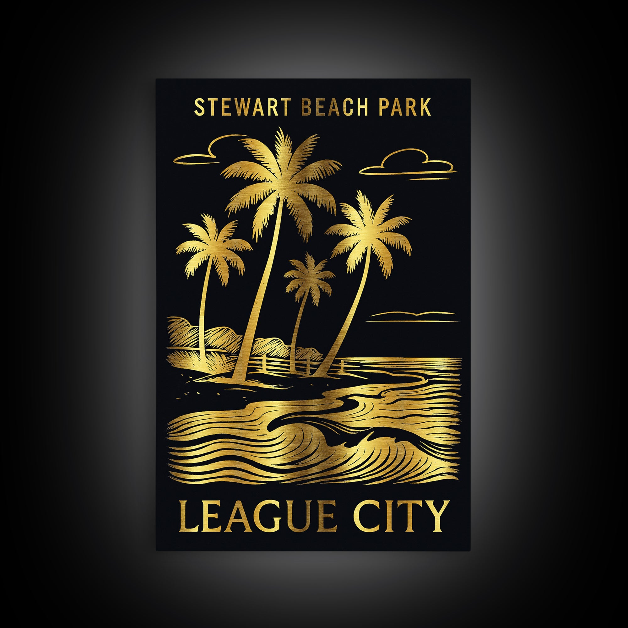 League City Travel Poster, Canvas Print, Black And Gold Line Art, League City City Art, Travel Poster Art, City Art Print, Travel Wall Art