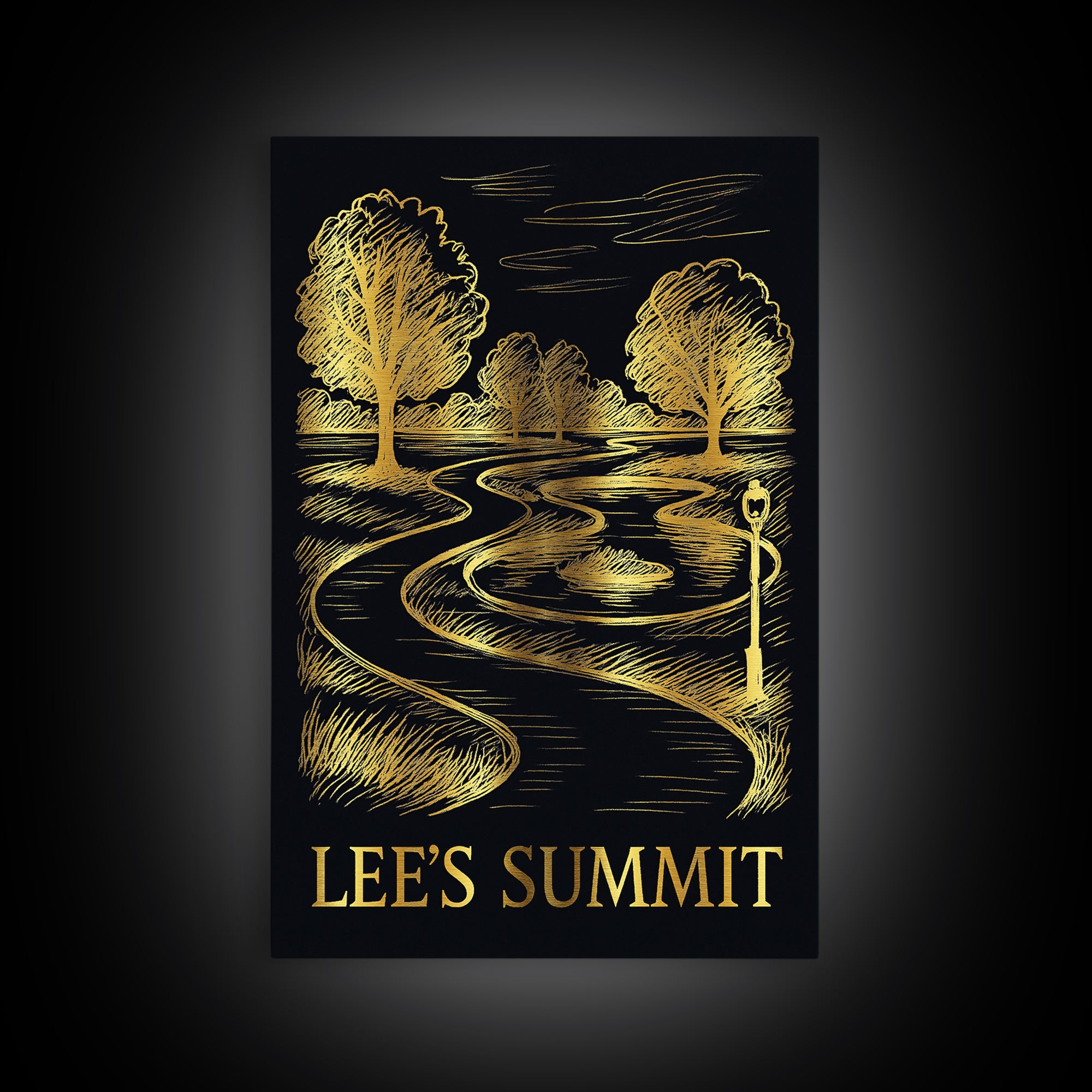 Lees Summit Travel Poster, Canvas Print, Dark Background Poster Art, Lees Summit Wall Art, Living Room Wall Art, Travel Art Print