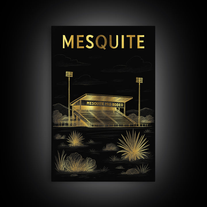 Mesquite Texas Travel Poster, Canvas Print, Dark Background Poster Art, Mesquite Wall Art, Gift For Travelers, Wanderlust Decor