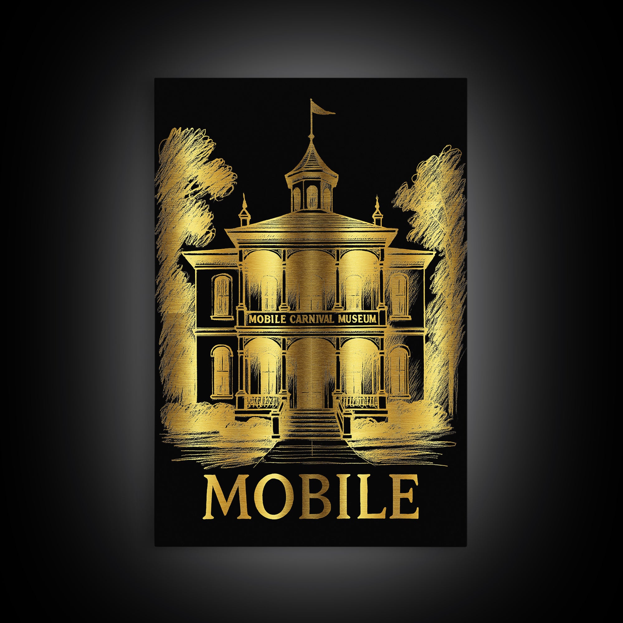 Mobile Travel Poster, Canvas Print, Dark Background Poster Art, Mobile Art Print, Travel Wall Decor, Gift For Travelers, City Travel Prints