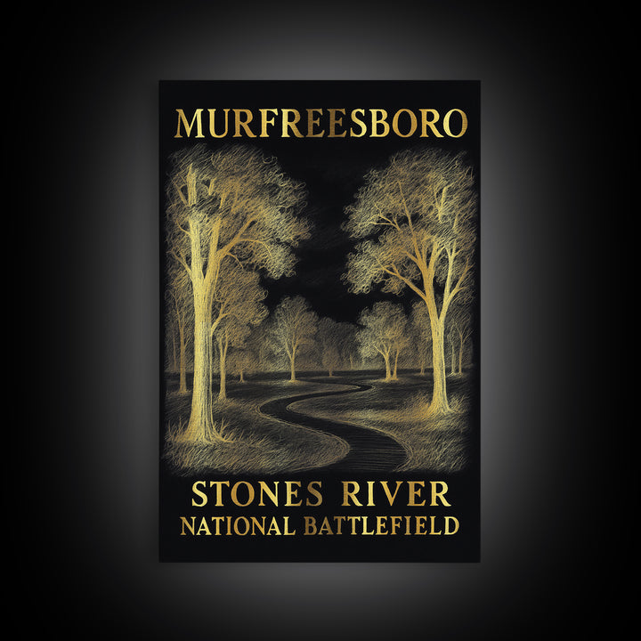 Murfreesboro Tennessee Travel Poster, Canvas Print, Dark Background Poster Art, Murfreesboro Poster Print, Poster Art, Travel Wall Art