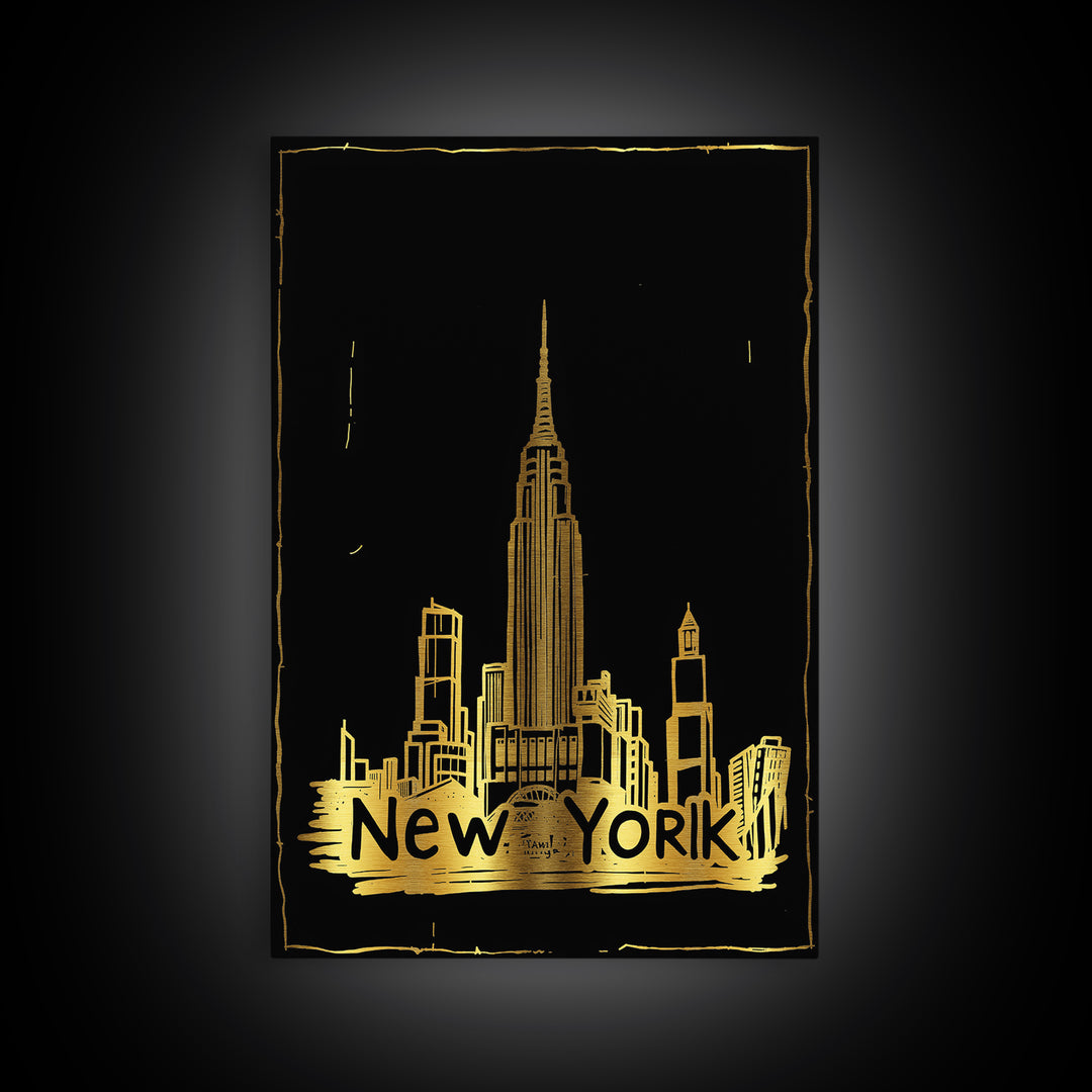 New York City New York Travel Poster, Canvas Print, Dark Background Poster Art, New York Poster Print, Wall Art, Wanderlust Decor
