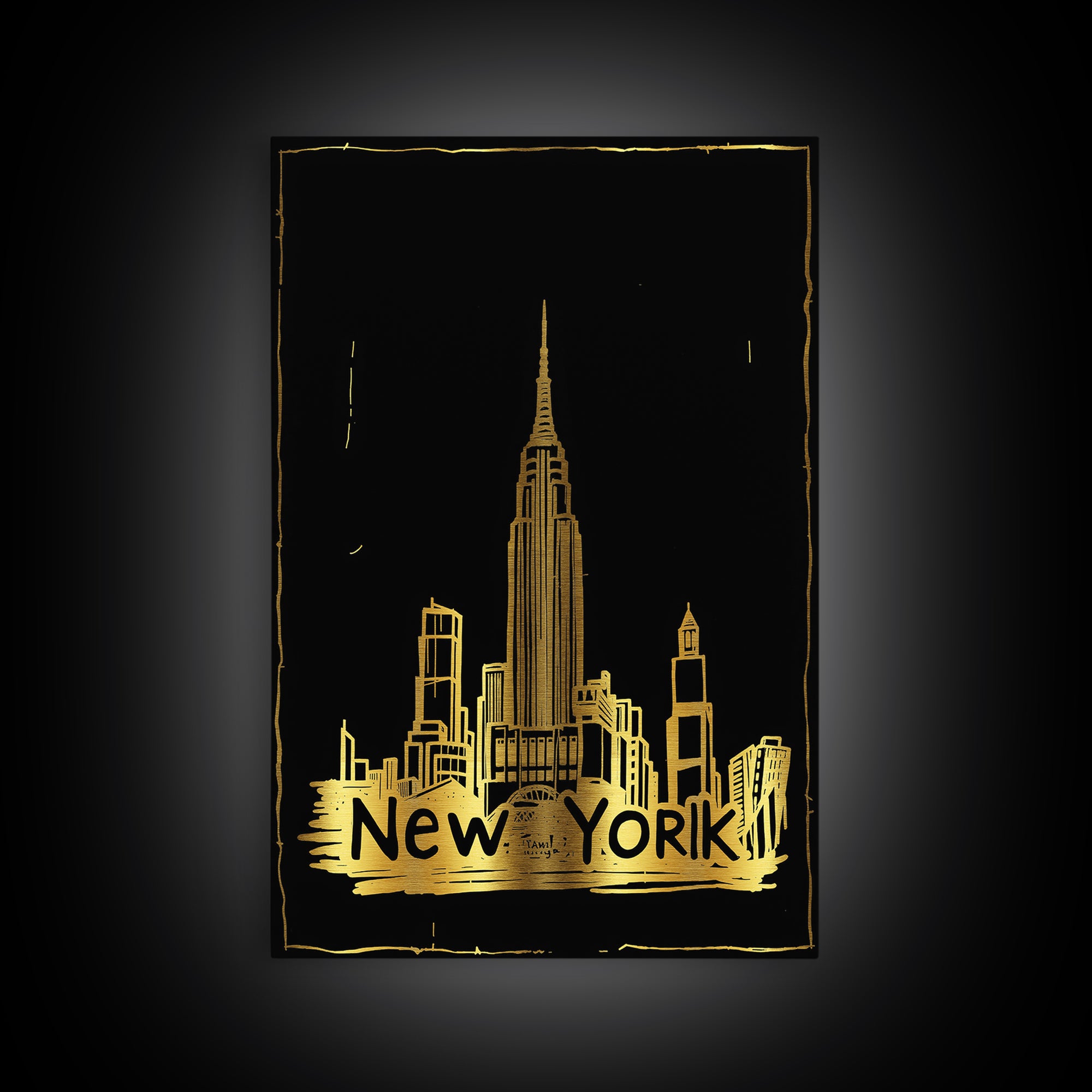 New York City New York Travel Poster, Canvas Print, Dark Background Poster Art, New York Poster Print, Wall Art, Wanderlust Decor