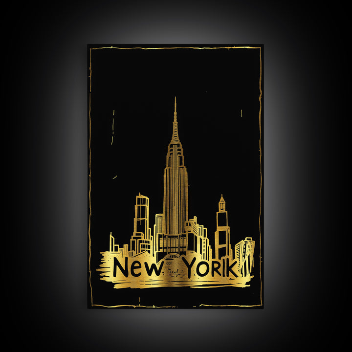 New York City New York Travel Poster, Canvas Print, Dark Background Poster Art, New York Poster Print, Wall Art, Wanderlust Decor
