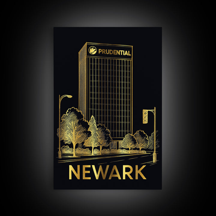 Newark New Jersey Travel Poster, Canvas Print, Elegant Gold City Art, Newark City Art, Vintage City Art, Retro Travel Print