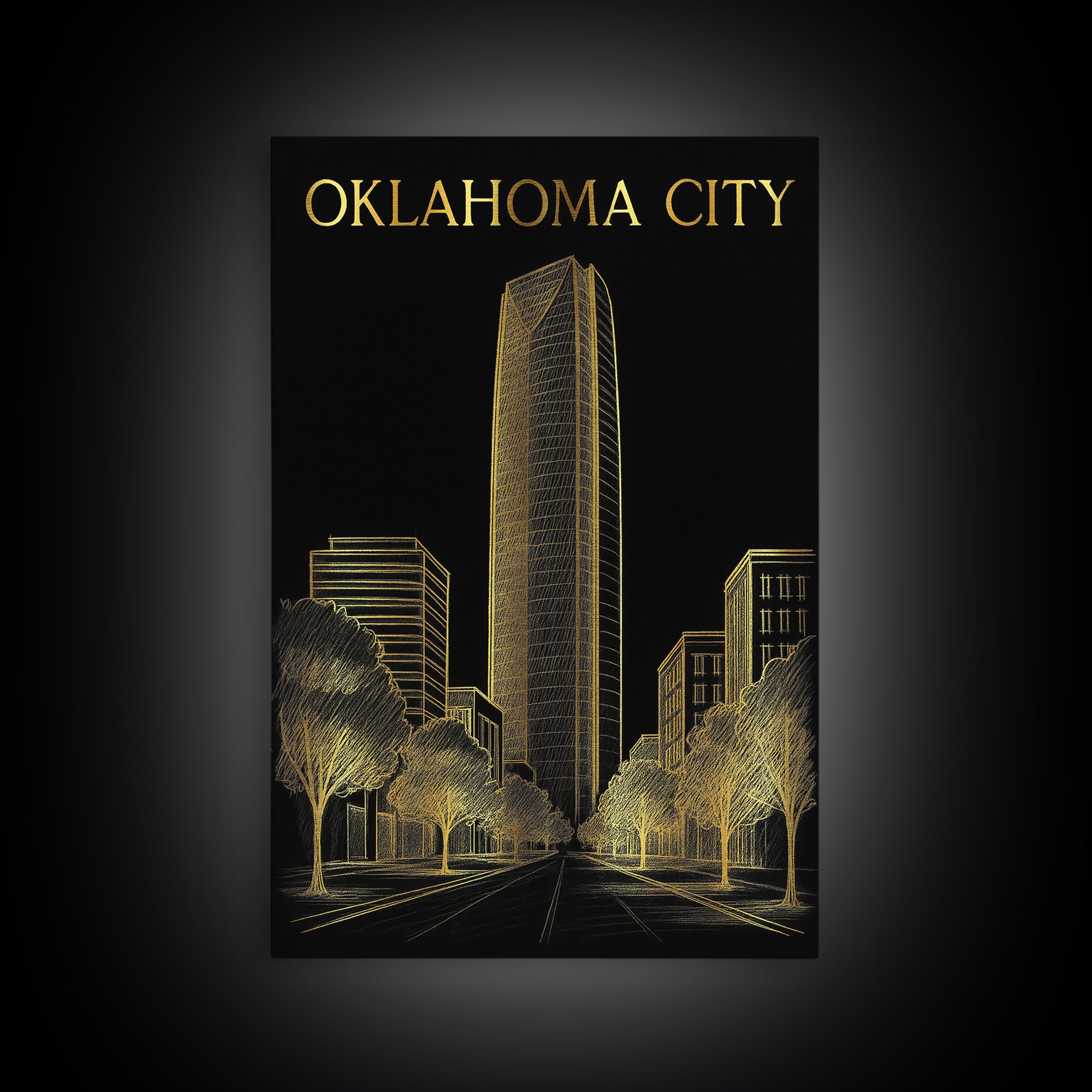 Oklahoma Travel Poster, Canvas Print, Gold Sketch Wall Art, Oklahoma Poster Print, Travel Poster Set, Fine Art Print, Gift For Travelers