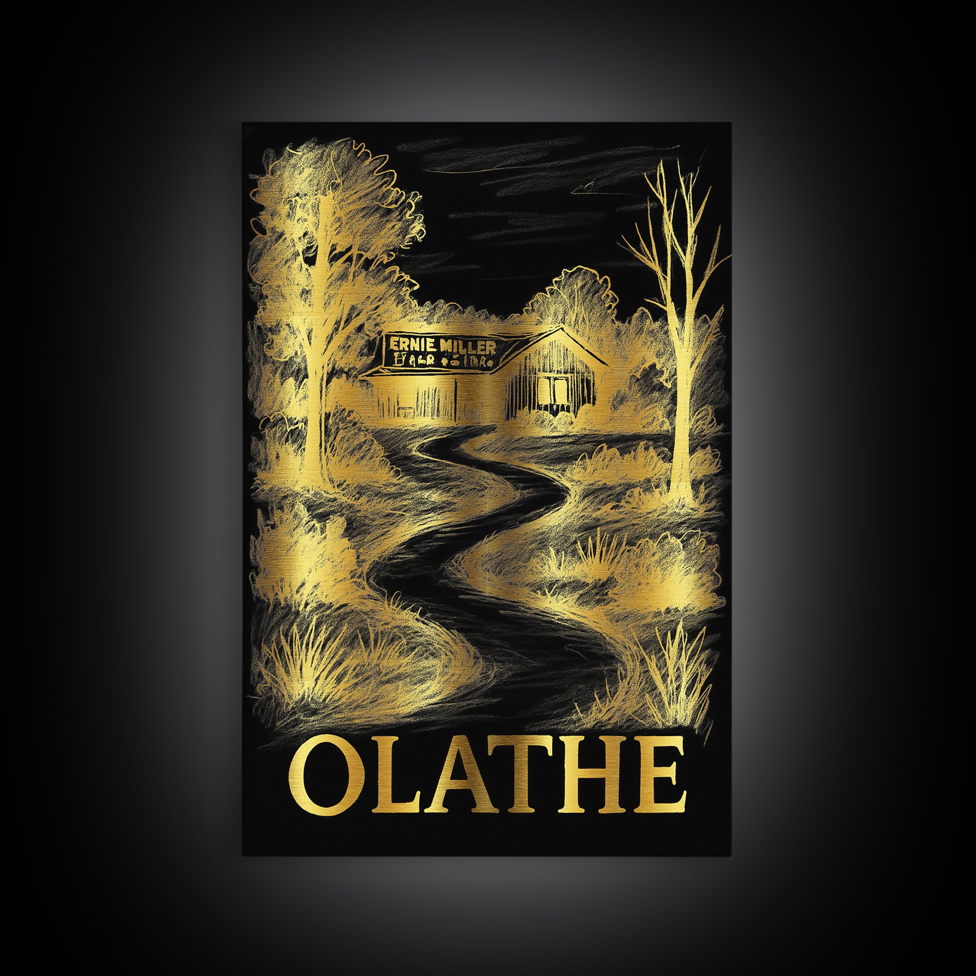 Olathe Travel Poster, Framed Canvas Print, Elegant Gold City Art, Olathe Art Print, Eclectic Wall Decor, Travel Poster Art, Travel Prints